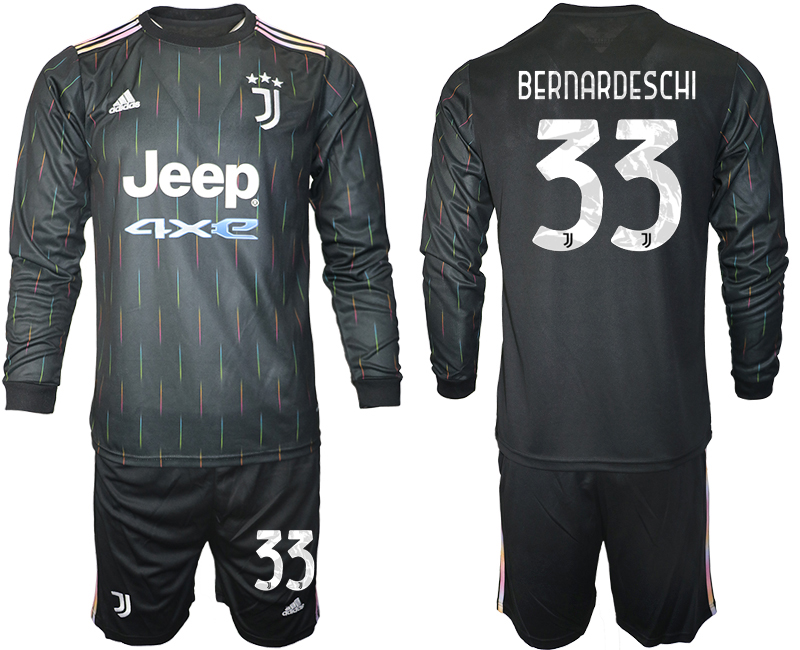 Men 2021-2022 Club Juventus away black Long Sleeve #33 Soccer Jersey->juventus jersey->Soccer Club Jersey